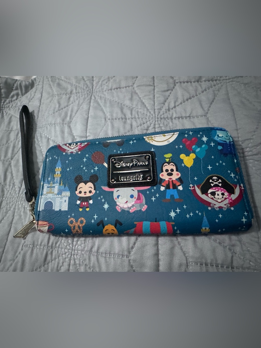 Loungefly Disney Parks Teal Blue Character Print Kids Wallet